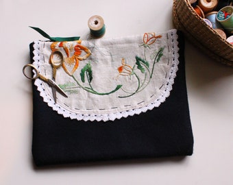 Small Sewing Pouch for Handwork, Bag for Sewing Supplies, Embroidery Notions Bag, for Personal Necessities