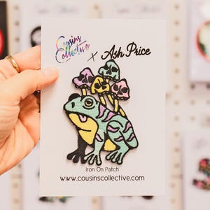 Shroom Frog Mushroom Embroidered Patch Iron On Tattoo Design Style Ash Price