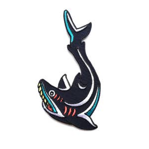 Shark Tattoo Embroidered Patch Iron on Patch Sew on Badge Blue/Red/Yellow