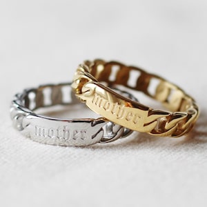 Mother Chain Engraved Gold Silver Ring Minimalist Mom/Mum/Mama Mother&#39;s Day Gift
