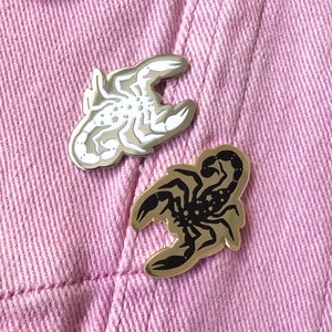 Scorpion Enamel Pin Badge Lapel Pin Scorpio Tattoo Zodiac Hard Enamel Pin Black, Gold, White, Silver