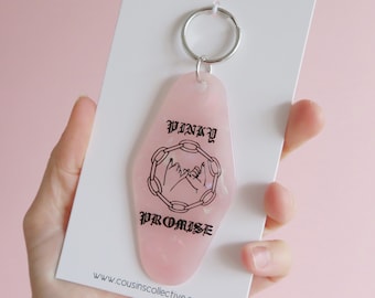 Llavero de mármol Pinky Promise para motel: llavero iridiscente en rosa, negro y blanco, regalo de San Valentín para parejas.