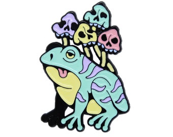 Mushroom Frog Trippy Enamel Pin Badge Lapel Ash Price Tattoo Design Psychedelic