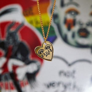 Huilend Hart Goud Zilver Bedelketting Hanger Ketting Tattoo Emaille Pin 16"/18"