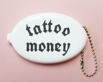 Rubberen knijptattoo geld retro portemonnee portemonnee wit zwart