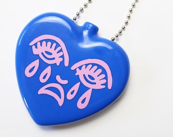 Gummi Squeeze Crying Crying Herzform Retro Münzbeutel Geldbörse Geld Blau Rosa