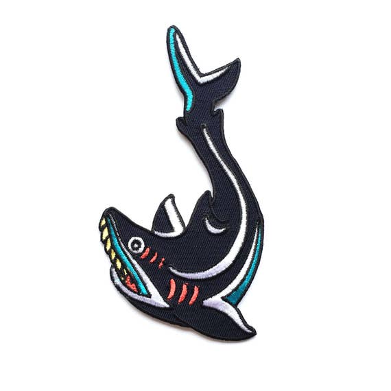 Shark Tattoo Embroidered Patch Iron on Patch Sew on Badge | Etsy