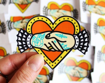 Shaking Hands Tattoo Vinyl Sticker Valentines Day High Quality