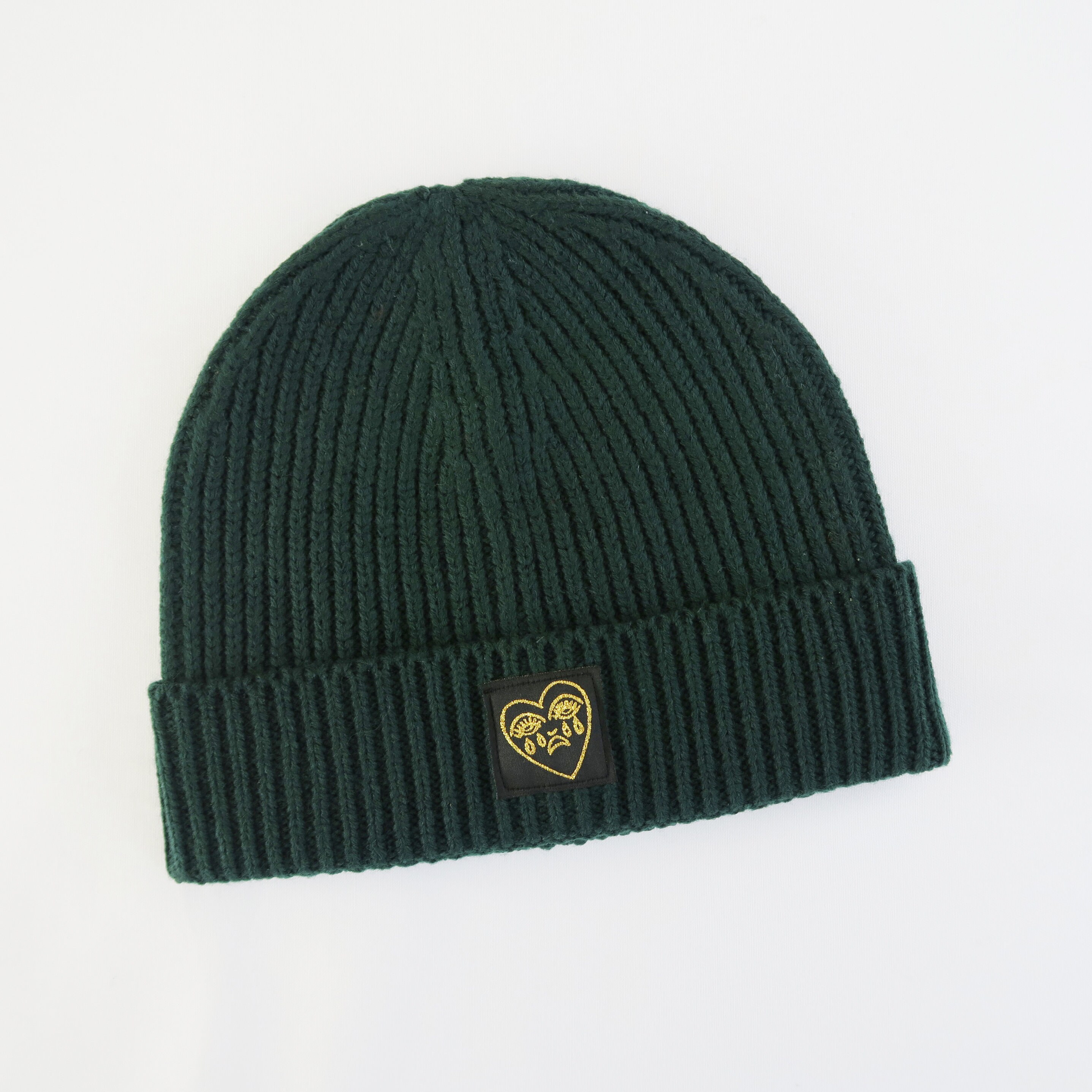 アパルトモン GOOD GRIEF PATCHED KNIT BEANIE Crying Heart Patch Ribbed Beanie Hat Knitted Wool Winter