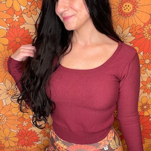 Handmade EcoFriendly Bamboo Fleece Long Sleeved Crop Top