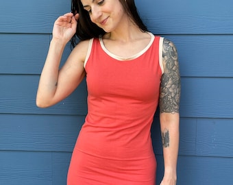 EcoFriendly Bamboo Coral Tank Dress - Handmade to Order!