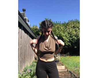 Eco Friendly Bamboo Halter Crop Top - (raw edged) -Shipping included!