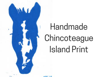 Chincoteague Island Silhouette Pony Lino Print