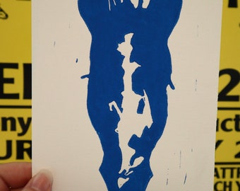 Chincoteague Island Silhouette Pony Lino Print