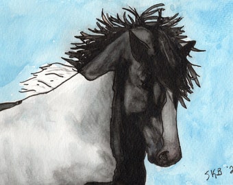 Original Chincoteague Pony Watercolor 5x7"