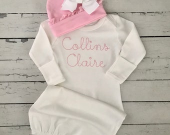 personalized baby gowns and hats