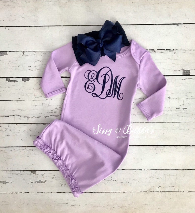 purple baby gown