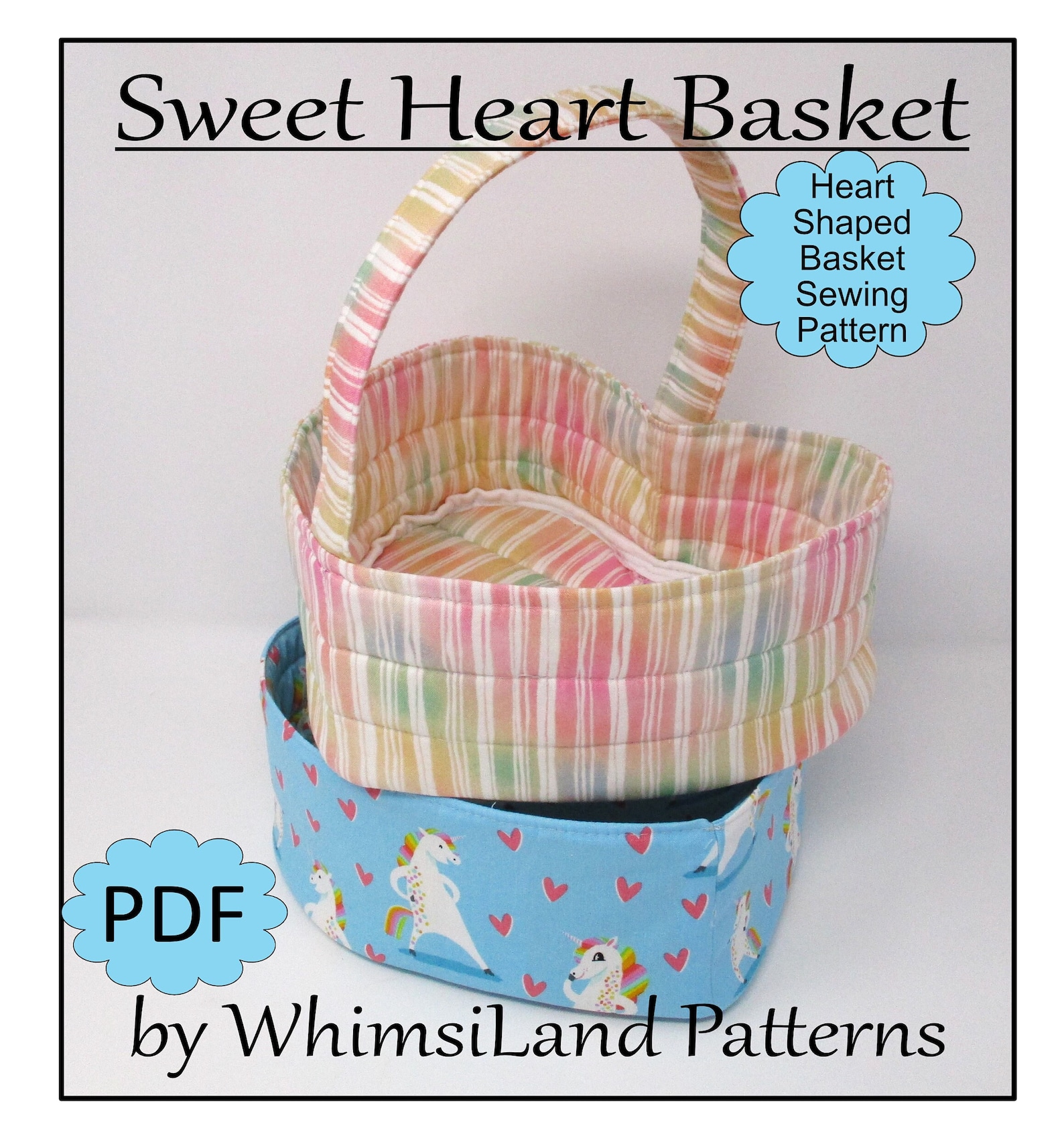 Heart Basket PDF Sewing Pattern Fabric Easy Valentines Day Easter Gift ...