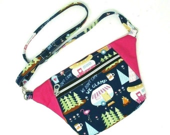 Camping Glamping Waist Crossbody Bag Purse Small Lightweight HANDMADE Fanny Pack Bum Bag Purse cell phone sling bag