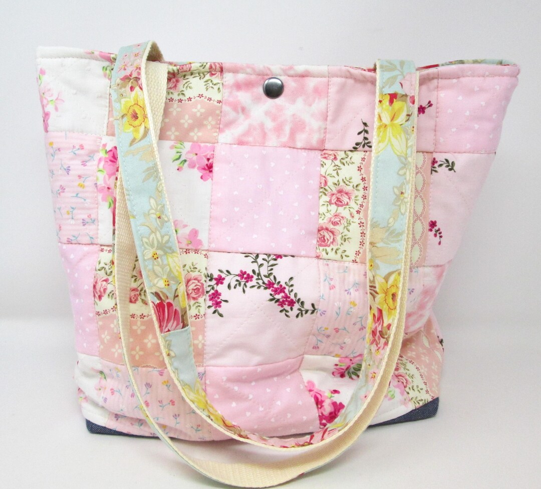 Pink - Handcrafted Quilted Cotton Hand Bag  45