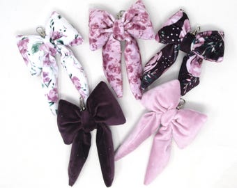 Puffy Bow Purse Charm Bag Keychain Stuffed Plush HANDMADE Velvety Velour Soft Coquette