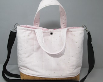 Coquette Pink Corduroy Quilted Tote Bag Cross Body Shoulder Bag Purse HandCrafted Lightweight Hand Bag Girly Cottagecore Country Chic