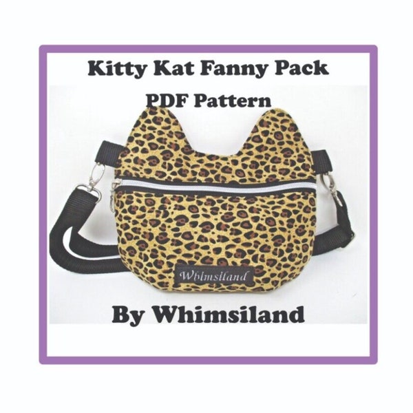 Kitty Kat Cat Fanny Pack Purse Waist Bag Sling Belt Bag PDF Sewing Pattern Beginner Friendly Small Cross Body Bag Kawaii Cat