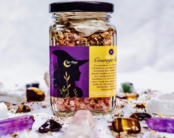 Her Magic Courage bath Salts- Empowerment, Gift for her, Reiki charged, Organic and all natural, Healing, Witch magic, Pagan, Bath ritual,