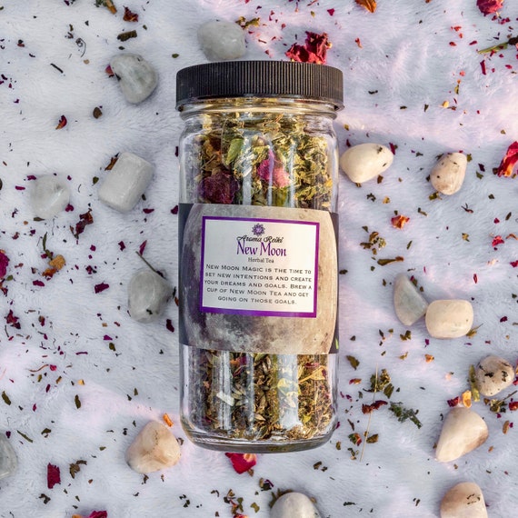 New Moon Organic tea- Healing tea, Raspberry, Moon time tea, Rose, Hops, Night time tea, Relaxing tea, Loose tea, Hand blended, reiki