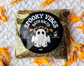 Spooky Vibes Bath Salts- Calendula, Chamomile, Halloween, Witch Baths, Healing, October, Autumn, Epsom Salt, Organic Herbs