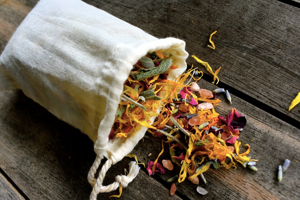 Organic Herbalist Bath Bags Herbal Baths Reiki Bath Etsy
