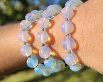 Opalite Bracelet, Opalite Jewelry, Opalite Gift, Manmade Opal Jewelry, Opalite Beaded Bracelet, Opalite Friendship Bracelet