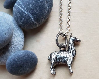 Llama Necklace, Cute Llama Gift, Silver Llama Pendant, Silver Llama Jewelry, Cute Llama Accessories, Llama Charm Necklace, Silver Llama Bead