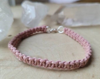 Dusty Pink Hemp Bracelet, Pink Hemp Macrame Bracelet, Pink Hemp Jewelry, Mauve Pink Macrame Bracelet, Boho Hemp Bracelet, Cute Hemp Bracelet