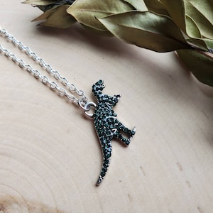 Small Rhinestone Dinosaur Necklace, T-Rex Necklace, Dino Statement Necklace, Dinosaur Jewelry, T Rex jewelry, Dinosaur gift, T Rex Gift