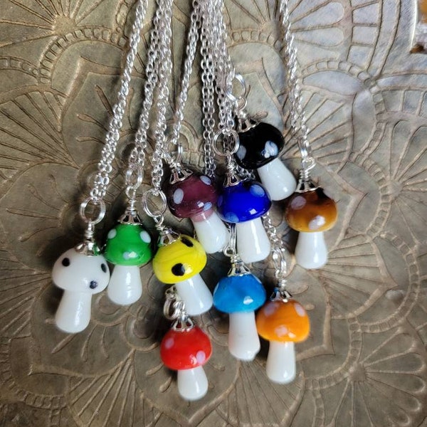 Mushroom Necklace, Mushroom Jewelry, Mushroom Gift, Cute Red Mushroom Necklace, Boho  Mushroom Necklace