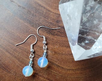 Opalite Earrings, Opalite Jewelry, Opalite Gift, Manmade Opal Jewelry, Opalite Beaded Earrings, Opalite Friendship Earrings