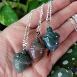 Jasper Acorn necklace, Acorn jewelry, woodland jewelry, Acorn gift, Stone Acorn Necklace, Woodland necklace, Crystal Acorn pendant