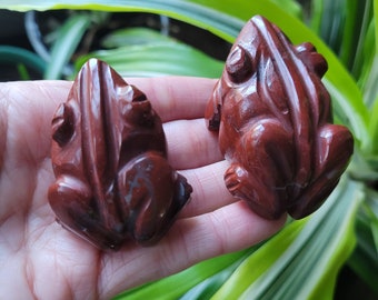 Red Jasper Stone Frog Carving, 2.25" Red Jasper Crystal Frog, Red Jasper Healing Stone, Frog Gift, Grounding Stone, Red Jasper Gift