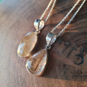 Golden Rutile Quartz Necklace, Natural Rutile Quartz Jewelry, Gold Rutile Necklace, Healing Quartz Pendant, Rutile Quartz Stone Jewelry image 4