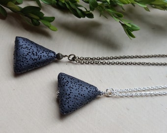 Diffuser Necklace, essential oil Necklace, Triangle lava stone Jewelry, Aromatherapy Jewelry, Aromatherapy Necklace, Boho Triangle Necklace