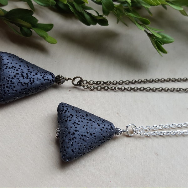 Diffuser Necklace, essential oil Necklace, Triangle lava stone Jewelry, Aromatherapy Jewelry, Aromatherapy Necklace, Boho Triangle Necklace