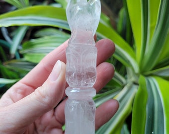 Quartz Angel Crystal Healing Wand, Crown Chakra Stone Angel Wand, Healing Crystal Wand, Chakra Energy Generator,  Quartz Meditation Wand