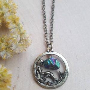 Mermaid Necklace, Mermaid Jewelry, Girls Mermaid Necklace, Magical Mermaid Necklace, Small Mermaid Pendant, Mermaid Gemstone Jewelry image 3