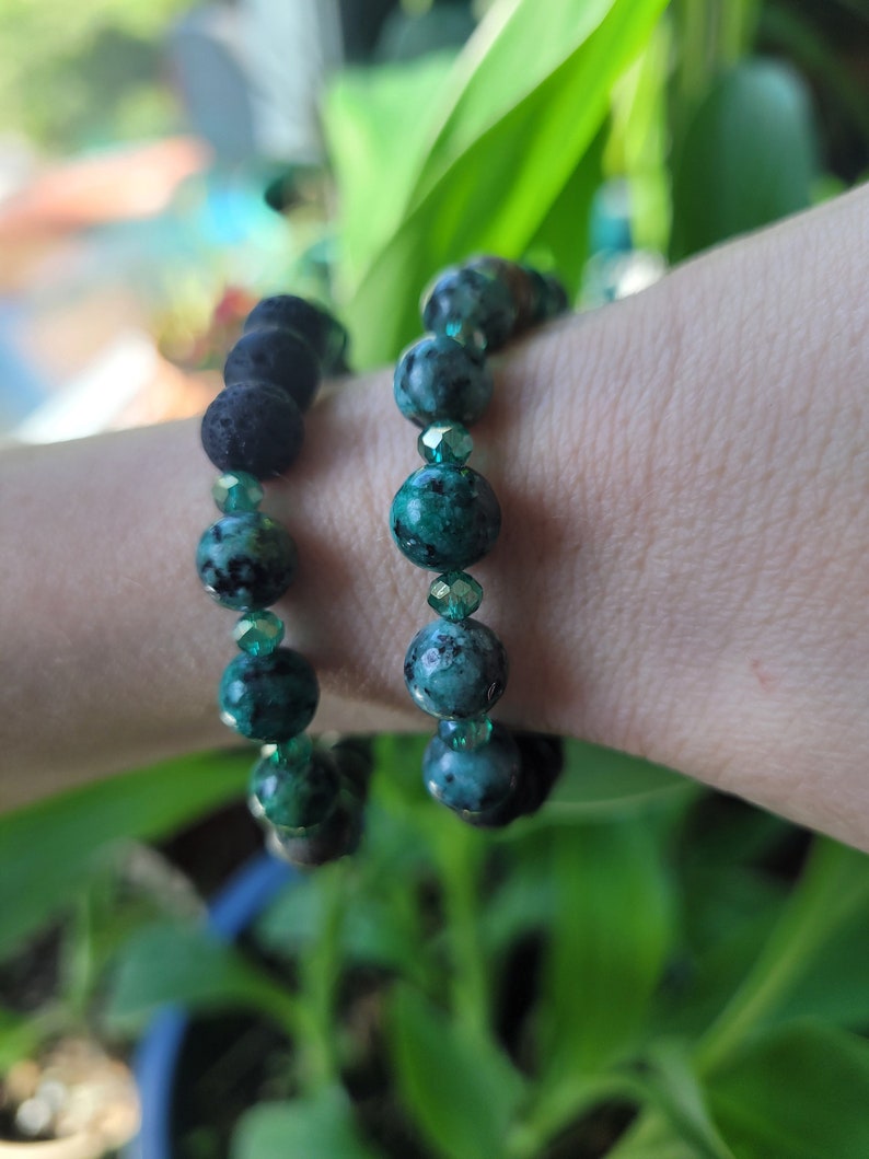 African Turquoise Essential Oil Bracelet, Green Stone Diffuser Bracelet, African Turquoise, Green Healing Stone Gift, Aromatherapy Gift image 5