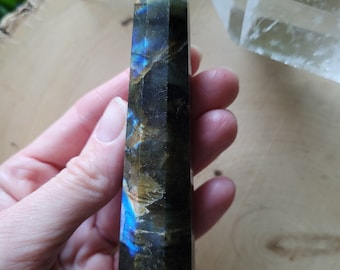 Labradorite Crystal Tower, Flash Labradorite Throat Chakra Stone, Labradorite Chakra Stone, Natural Crystal Healing