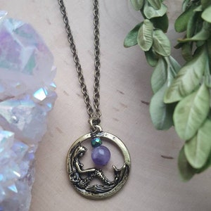 Mermaid Necklace, Mermaid Jewelry, Girls Mermaid Necklace, Magical Mermaid Necklace, Small Mermaid Pendant, Mermaid Gemstone Jewelry image 4