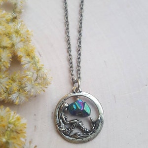 Mermaid Necklace, Mermaid Jewelry, Girls Mermaid Necklace, Magical Mermaid Necklace, Small Mermaid Pendant, Mermaid Gemstone Jewelry image 5