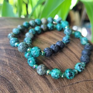 African Turquoise Essential Oil Bracelet, Green Stone Diffuser Bracelet, African Turquoise, Green Healing Stone Gift, Aromatherapy Gift image 4