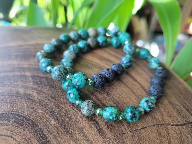 African Turquoise Essential Oil Bracelet, Green Stone Diffuser Bracelet, African Turquoise, Green Healing Stone Gift, Aromatherapy Gift image 4
